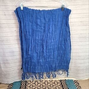 ABERCROMBIE & FITCH CERULEAN BLUE CRINKLE FRINGE SCRAF